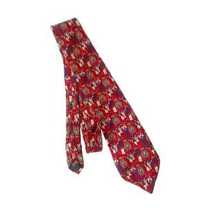 Cromley & Finch Tie 100% Silk Red Golf Print Handmade LONDON
